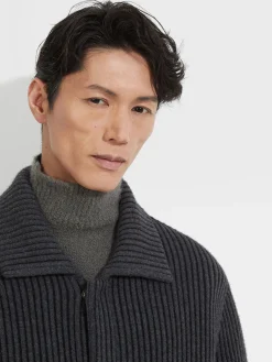 Dark Grey Mélange Wool and Cashmere Chore Jacket