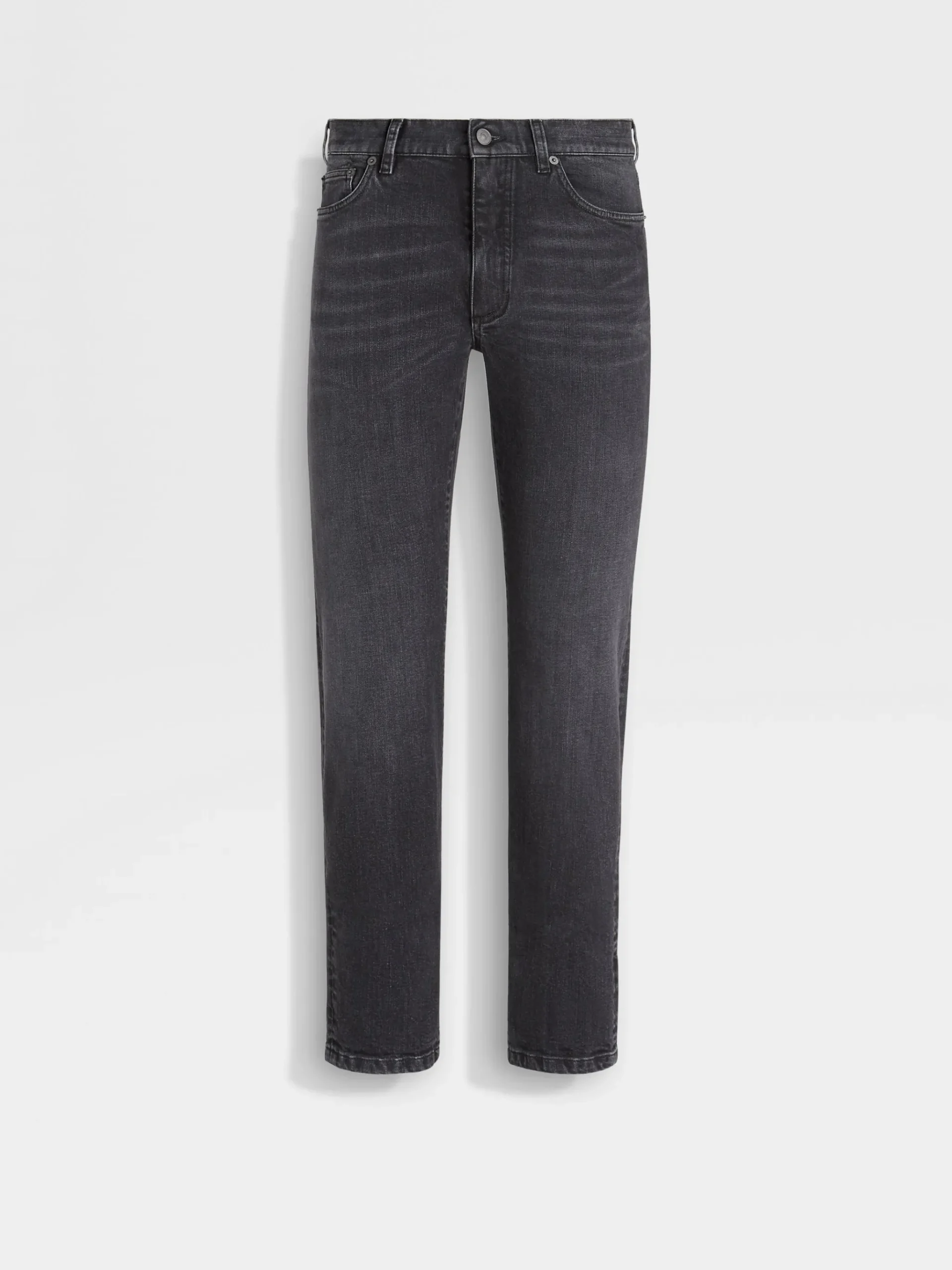Dark Grey Stone-washed Stretch Cotton Roccia Jeans