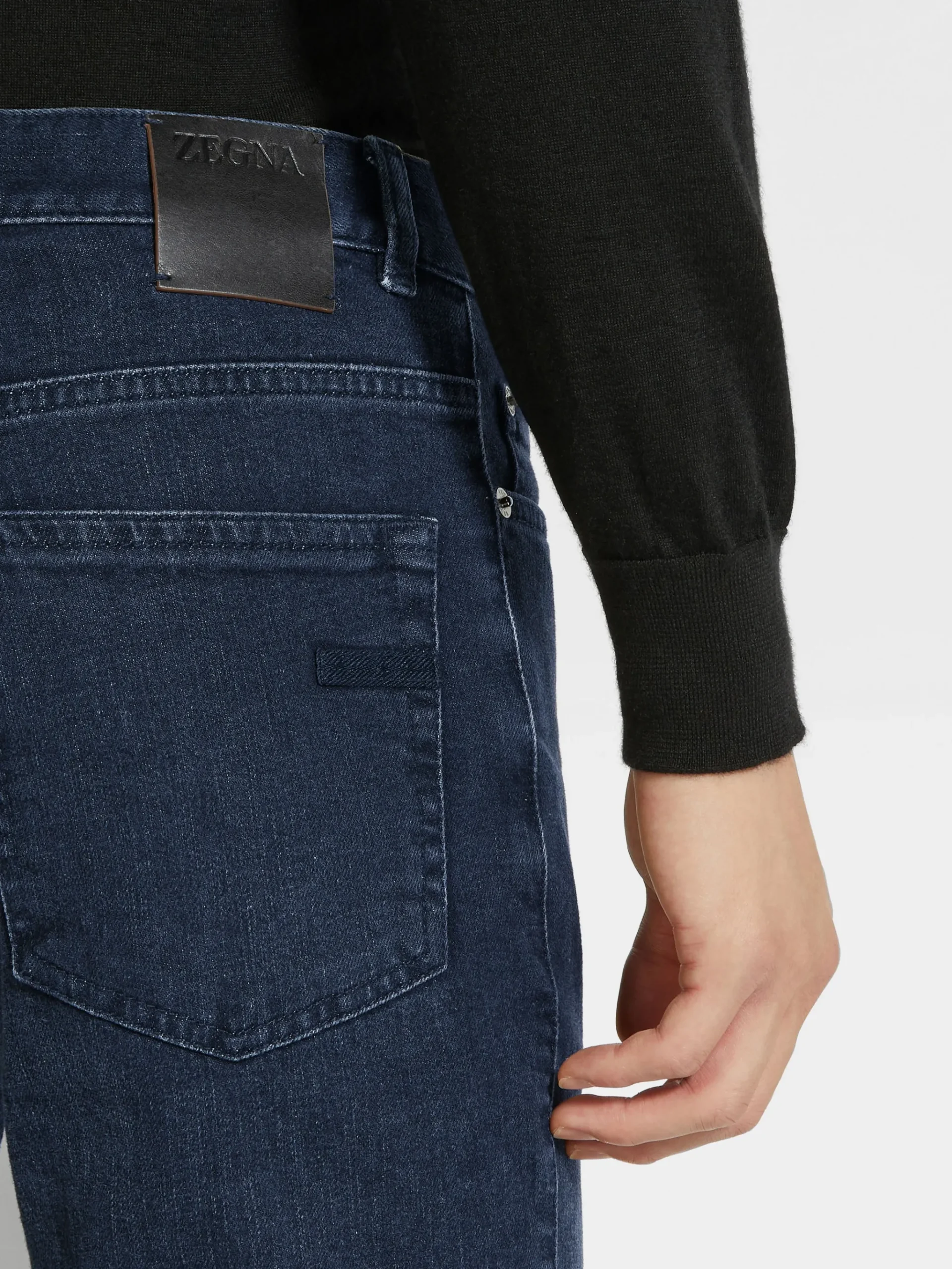 Dark Grey Stone-washed Stretch Cotton Roccia Jeans