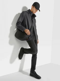 Dark Grey Stone-washed Stretch Cotton Roccia Jeans