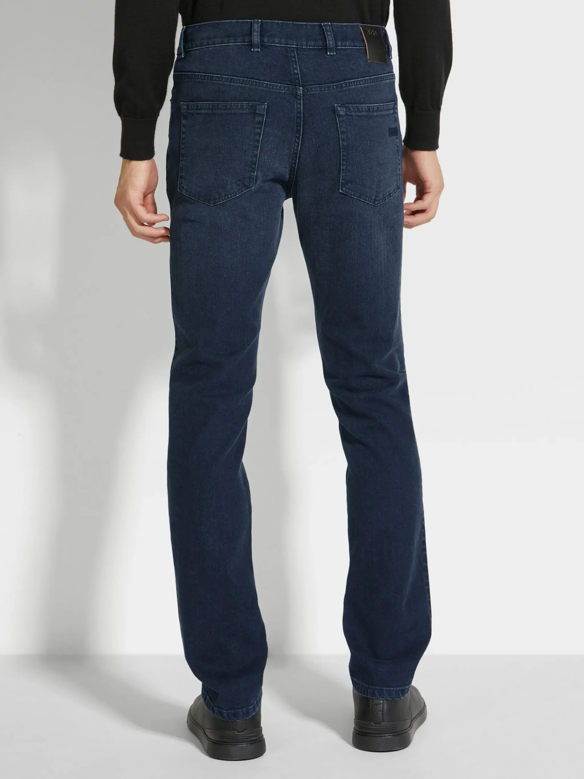 Dark Grey Stone-washed Stretch Cotton Roccia Jeans
