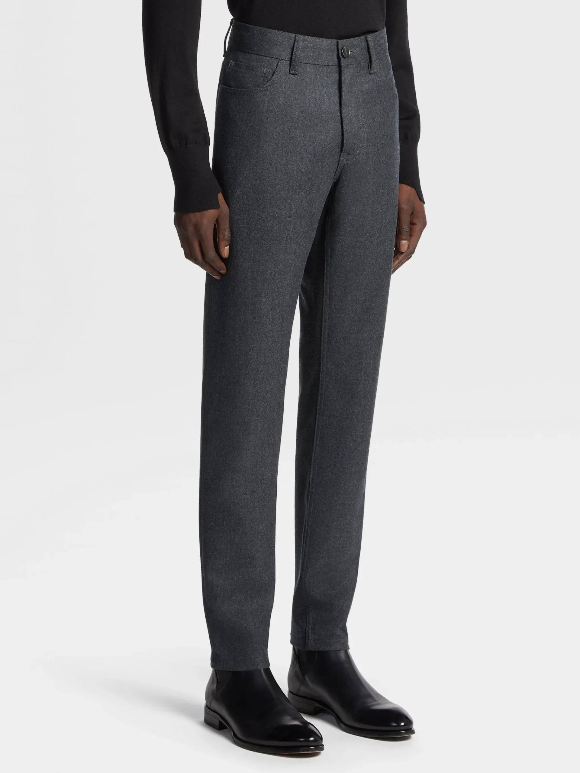 Dark Grey Wool and Cashmere Roccia Pants
