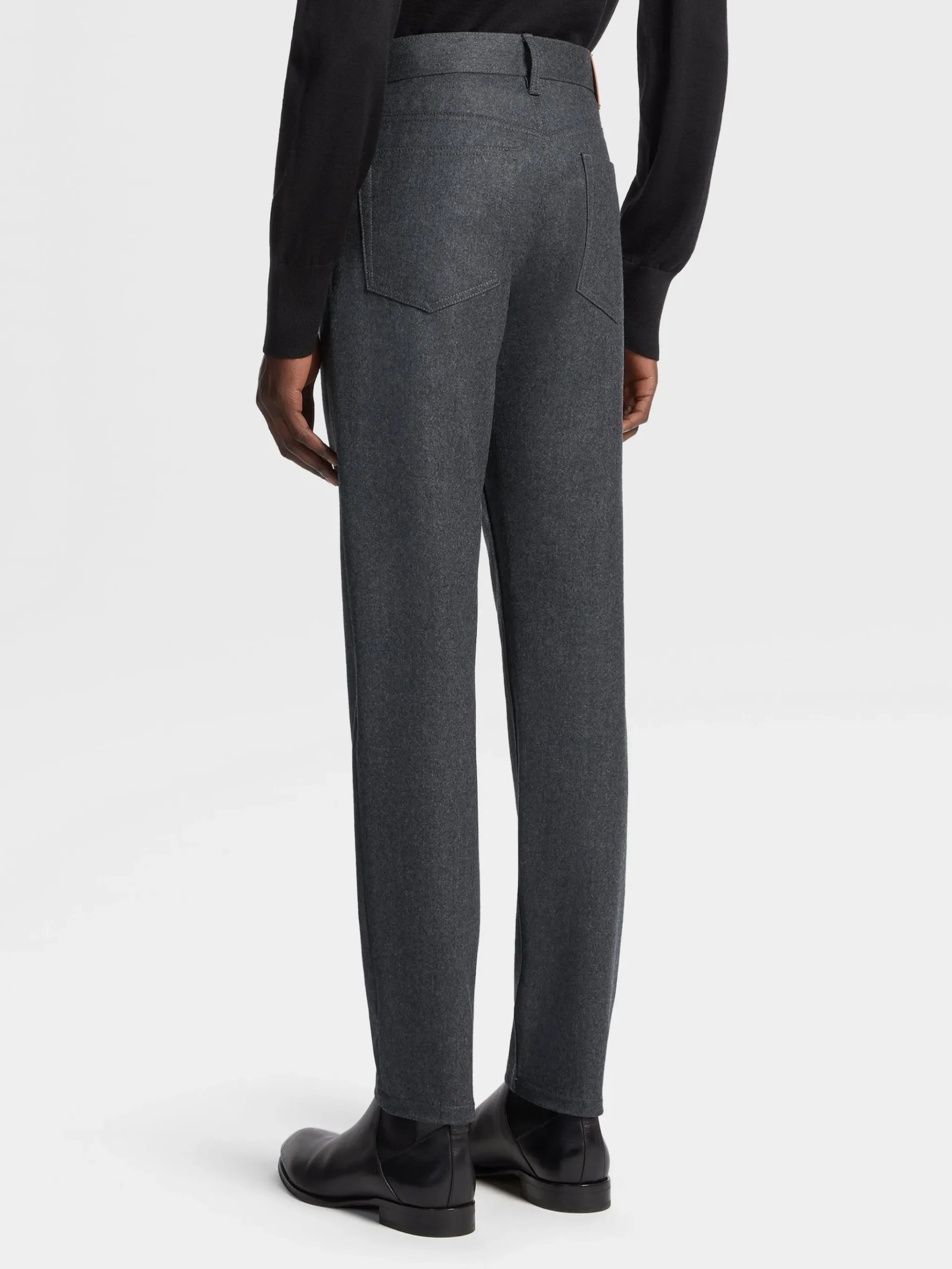 Dark Grey Wool and Cashmere Roccia Pants