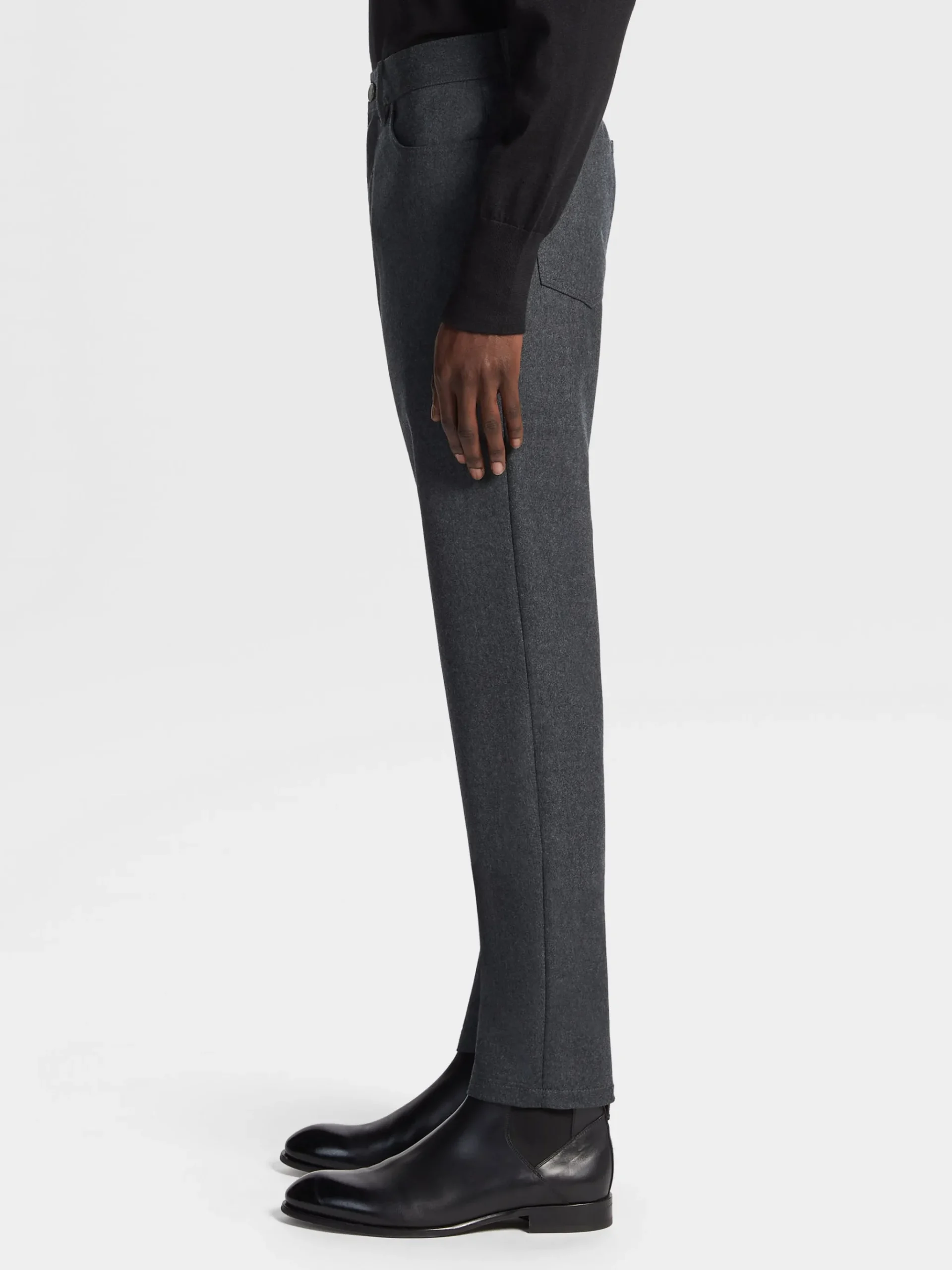 Dark Grey Wool and Cashmere Roccia Pants