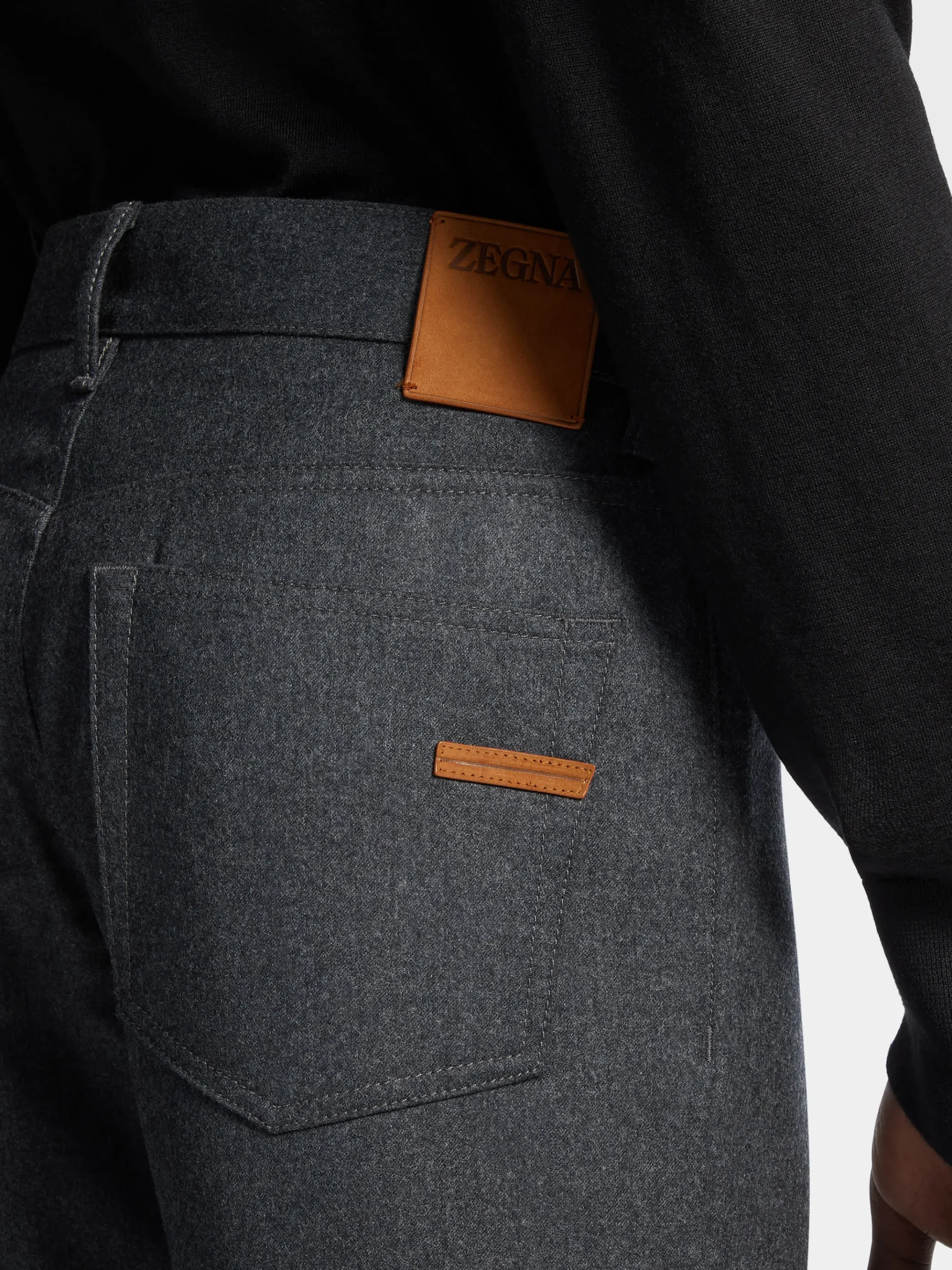 Dark Grey Wool and Cashmere Roccia Pants