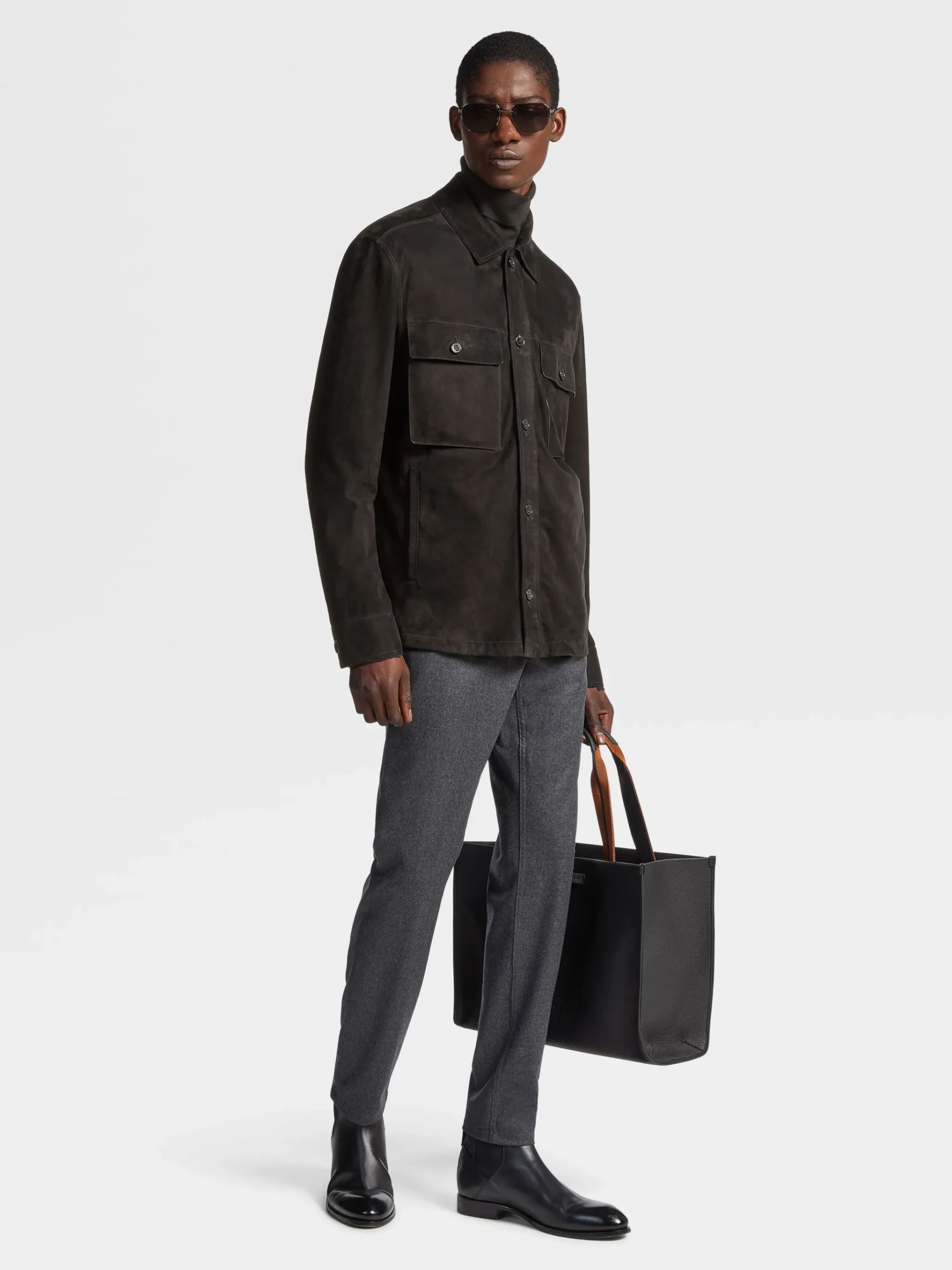 Dark Grey Wool and Cashmere Roccia Pants