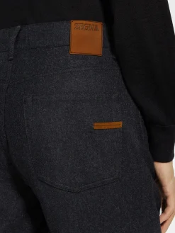 Dark Grey Wool and Cashmere Roccia Pants