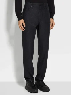 Dark Grey Wool and Cashmere Roccia Pants