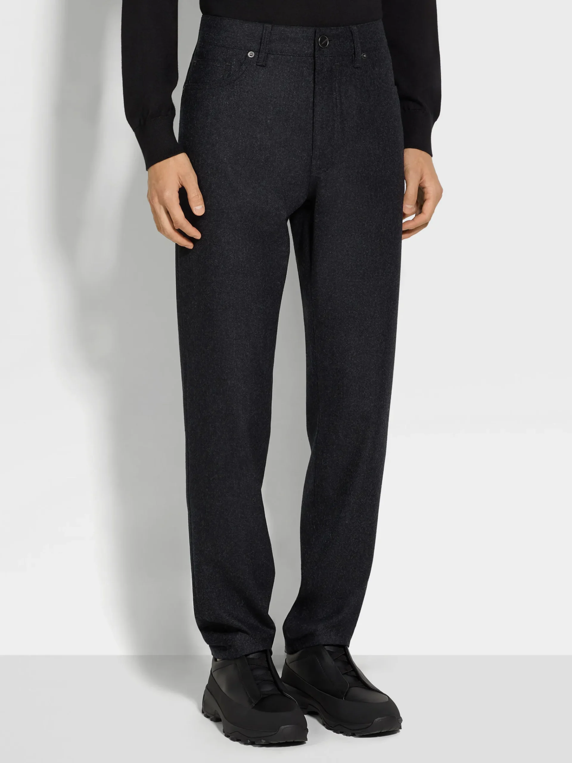 Dark Grey Wool and Cashmere Roccia Pants
