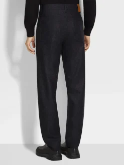 Dark Grey Wool and Cashmere Roccia Pants
