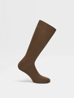 Dark Khaki Cotton Blend Socks