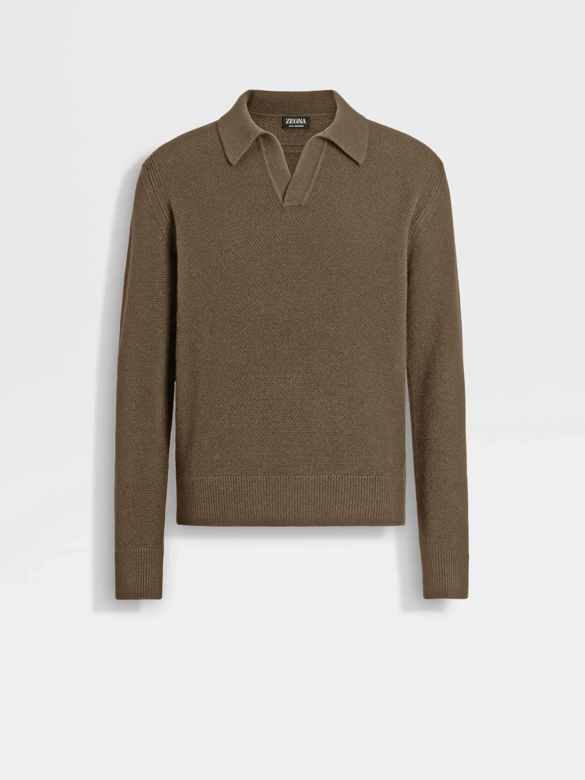 Dark Khaki Mélange Oasi Cashmere Polo Shirt