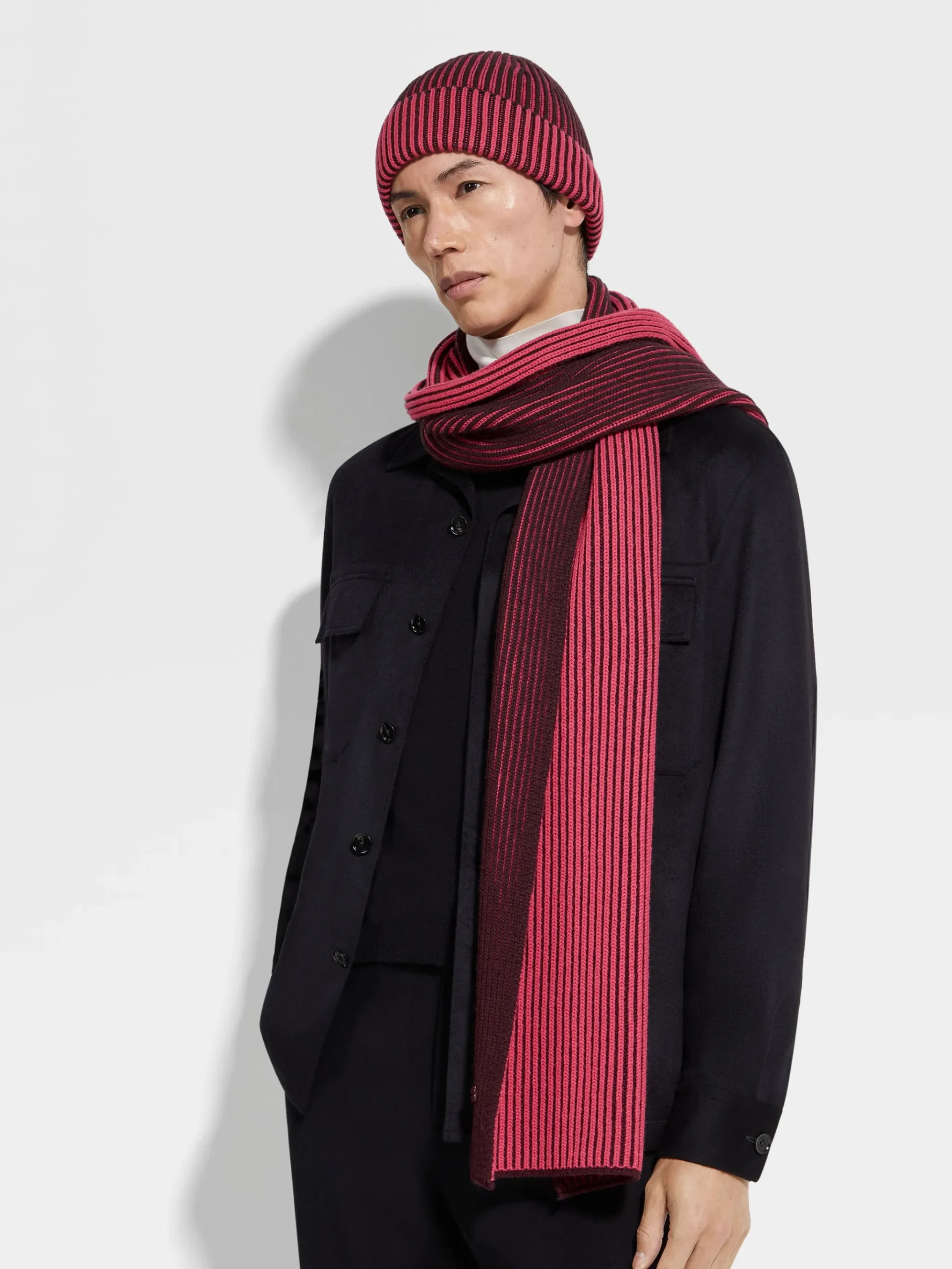 Fuchsia and Dark Purple Oasi Cashmere Scarf