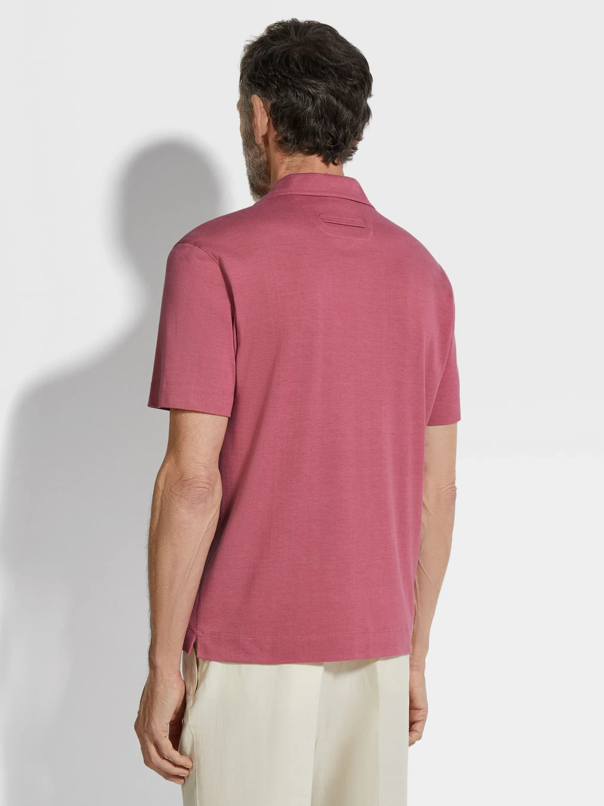 Fuchsia Silk and Cotton Piquet Polo Shirt