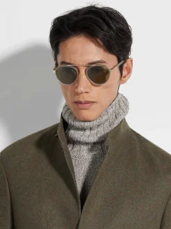 Green Orizzonte II Acetate and Metal Sunglasses