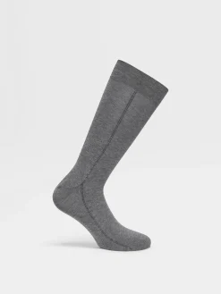 Grey Mélange Cotton Blend Socks