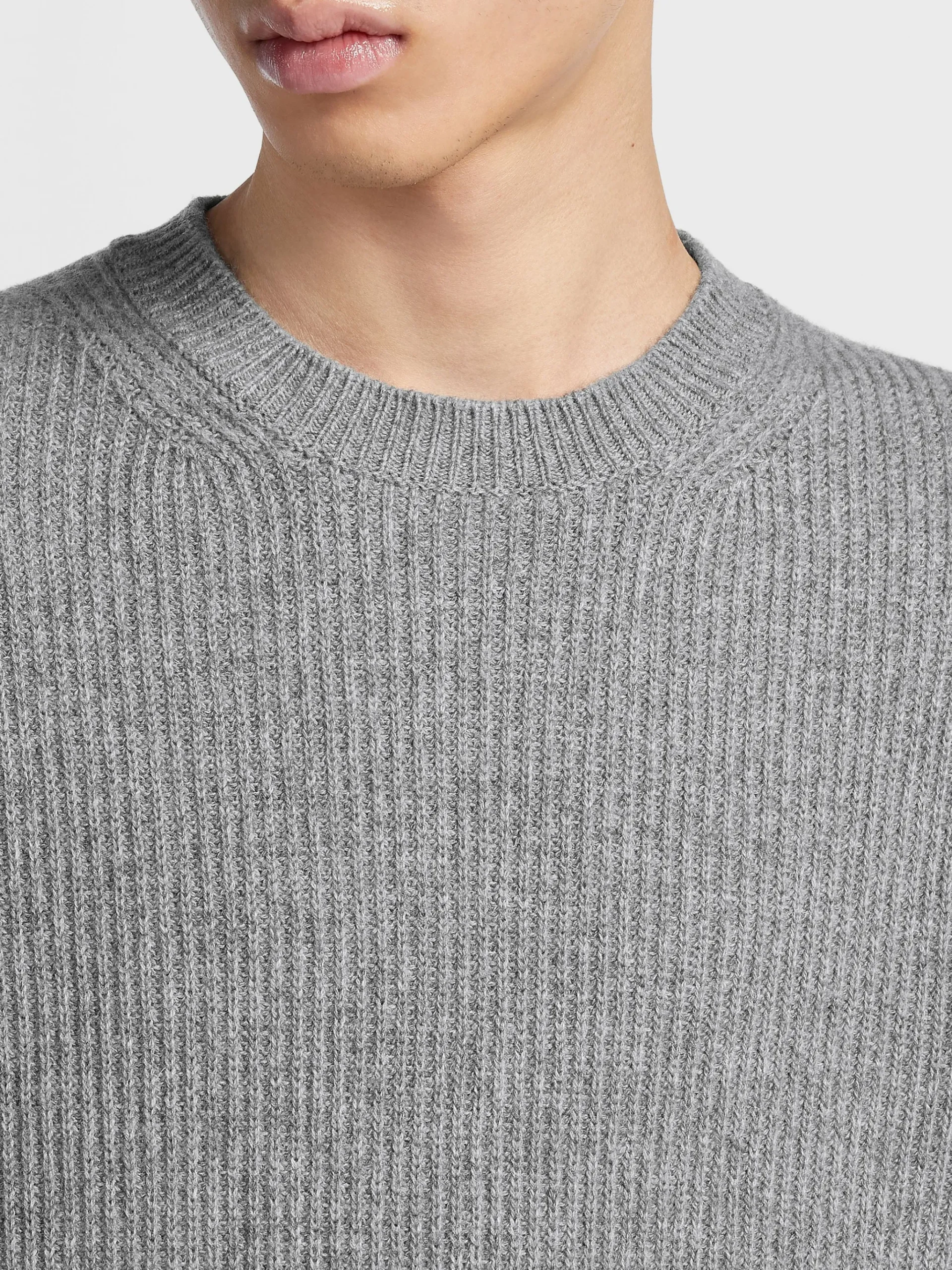 Grey Mélange Oasi Cashmere Crewneck