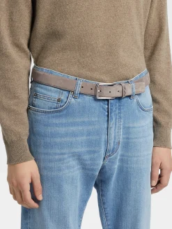Grey Mélange Suede Belt