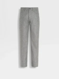 Grey Mélange Wool and Cashmere Roccia Pants