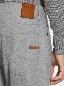 Grey Mélange Wool and Cashmere Roccia Pants