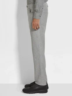 Grey Mélange Wool and Cashmere Roccia Pants