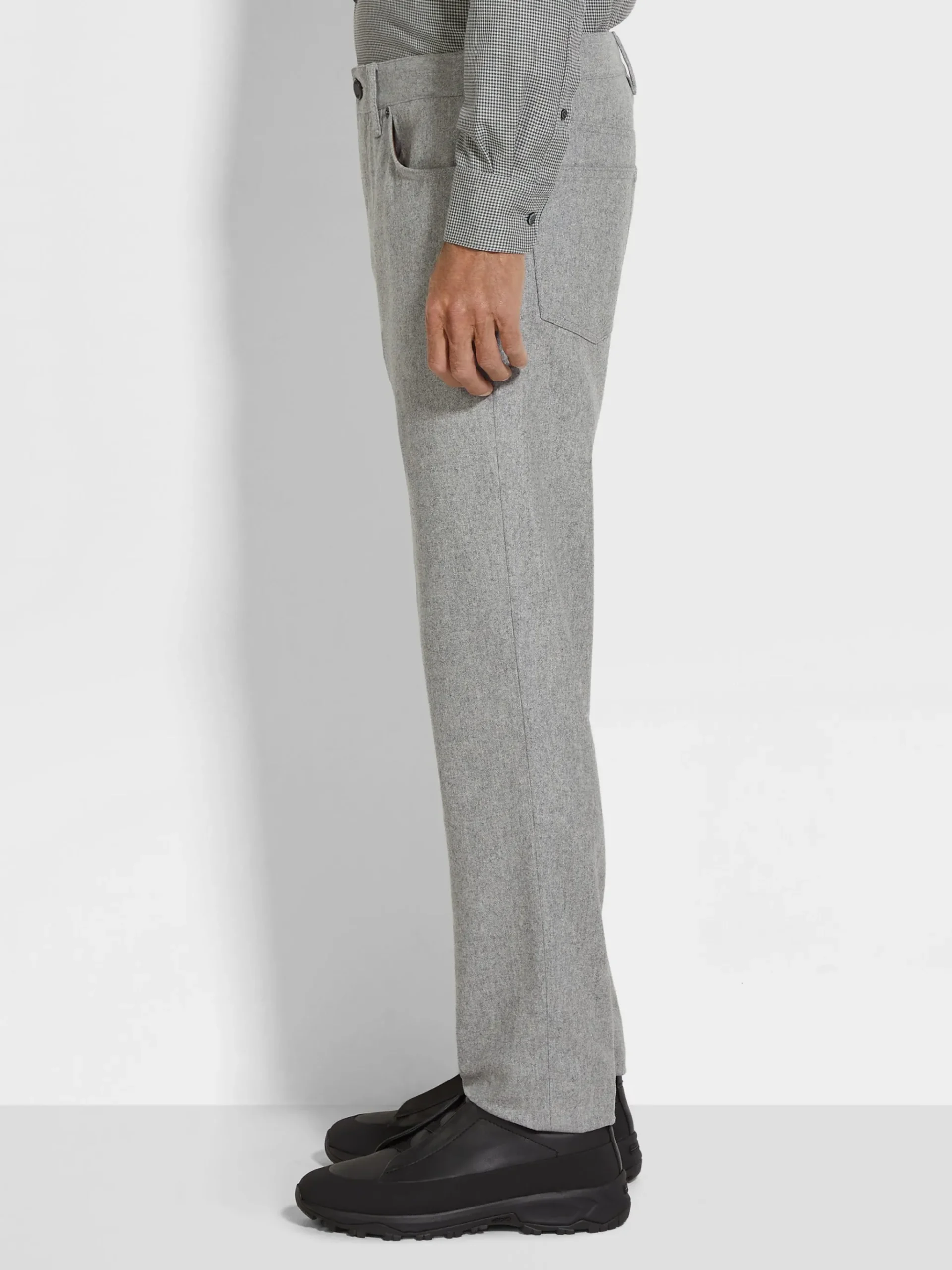 Grey Mélange Wool and Cashmere Roccia Pants