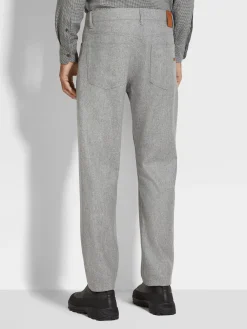 Grey Mélange Wool and Cashmere Roccia Pants