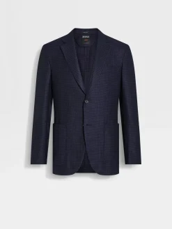 Ink Blue and Black Cashmere and Linen Jacket