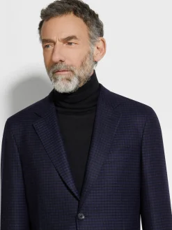 Ink Blue and Black Cashmere and Linen Jacket