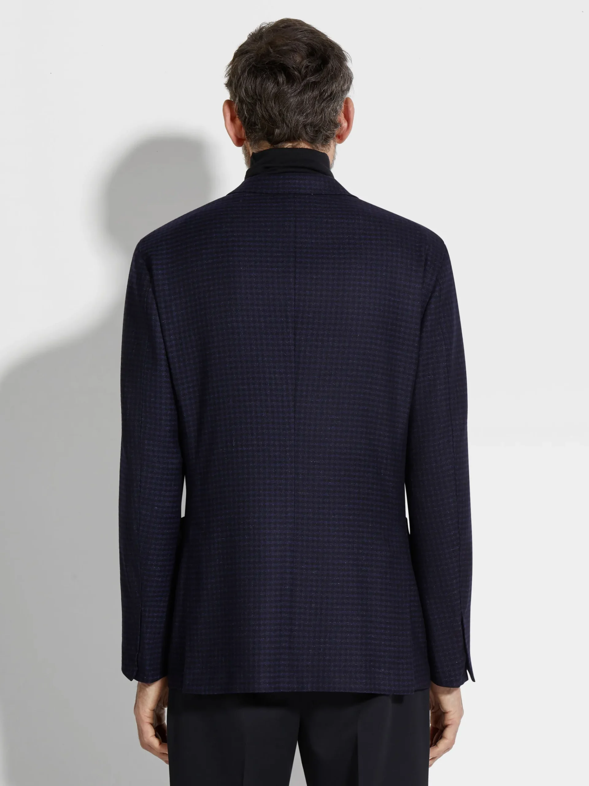 Ink Blue and Black Cashmere and Linen Jacket