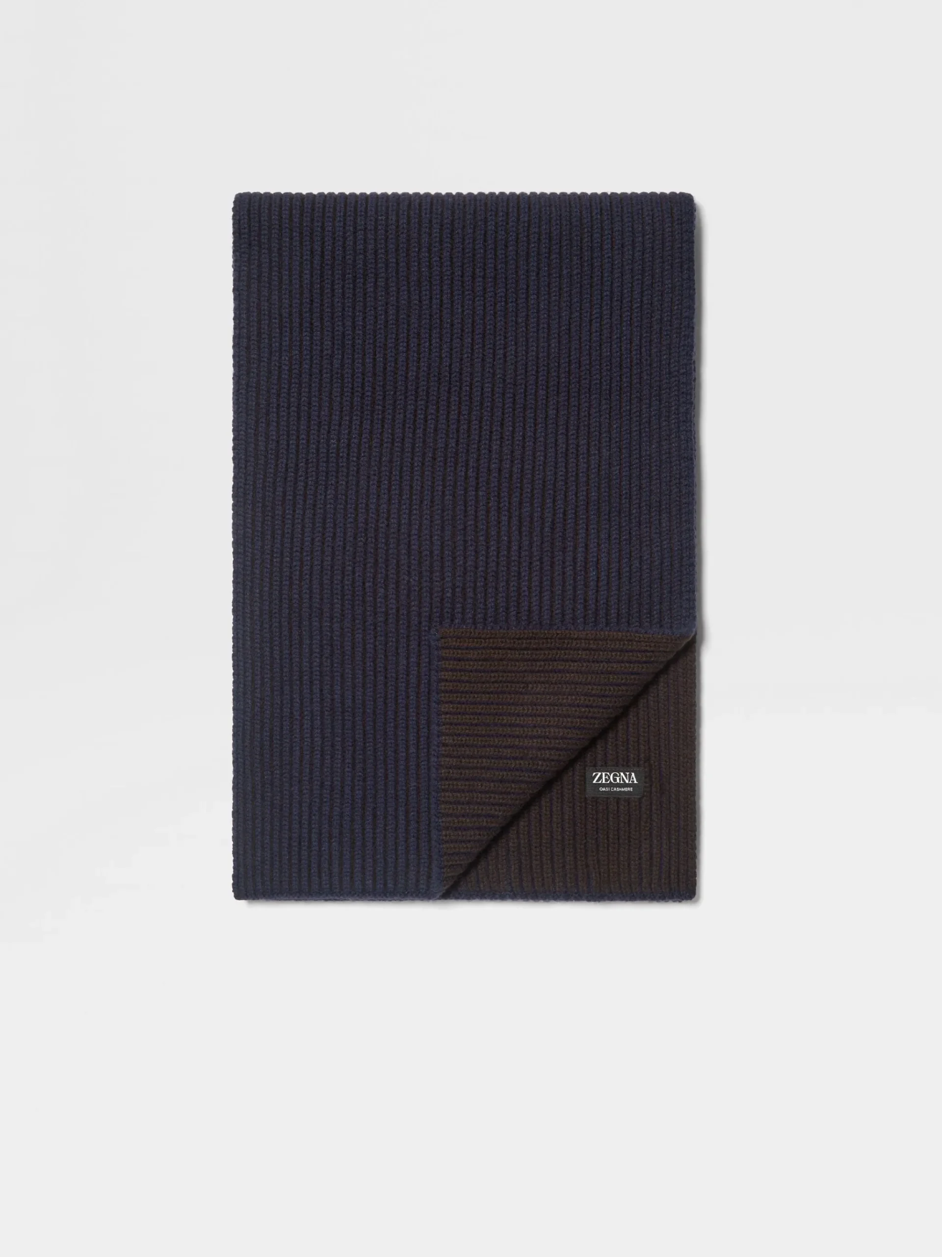Ink Blue and Dark Brown Oasi Cashmere Scarf