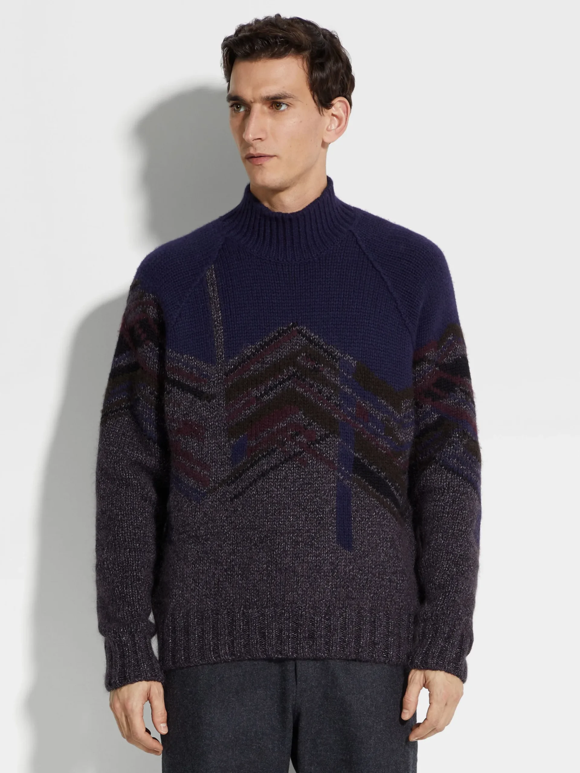 Ink Blue Cashmere Mohair and Silk Turtleneck