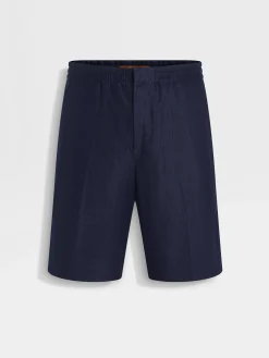 Ink Blue Oasi Lino Shorts