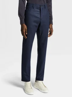 Ink Blue Wool and Cashmere Roccia Pants