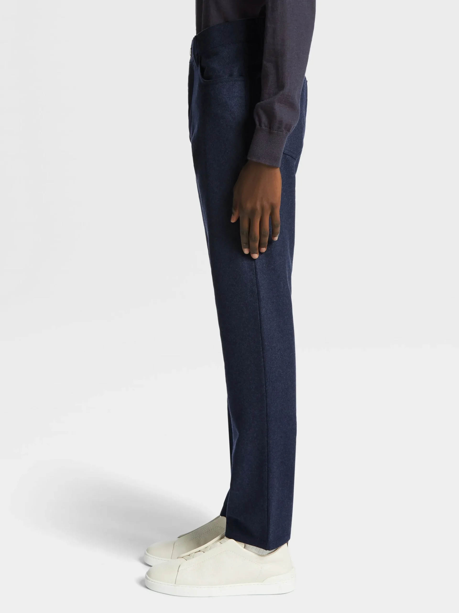 Ink Blue Wool and Cashmere Roccia Pants