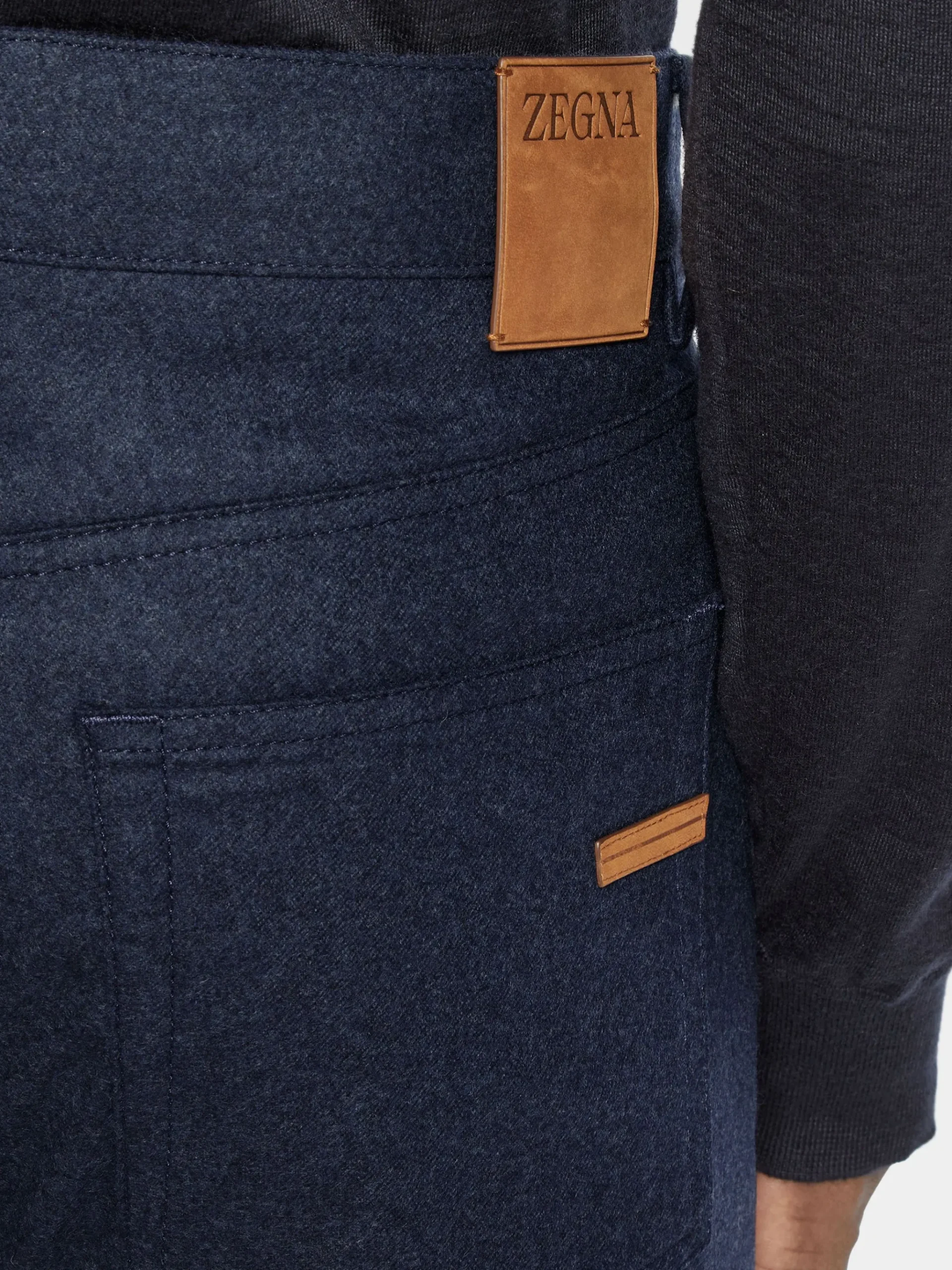 Ink Blue Wool and Cashmere Roccia Pants