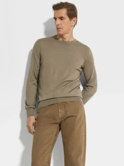 Khaki Cashseta Crewneck