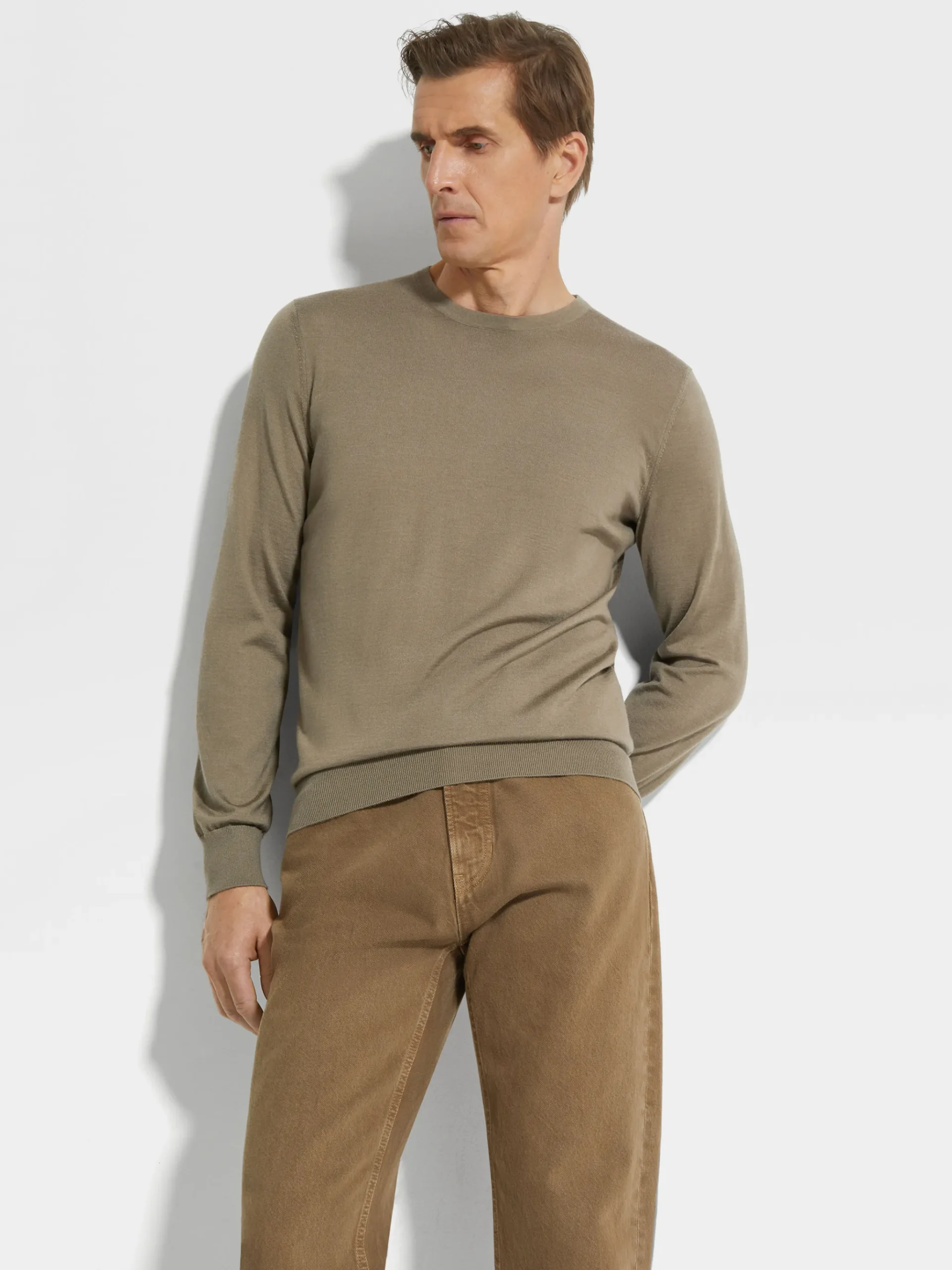 Khaki Cashseta Crewneck