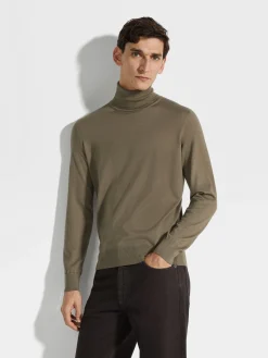 Khaki Cashseta Turtleneck