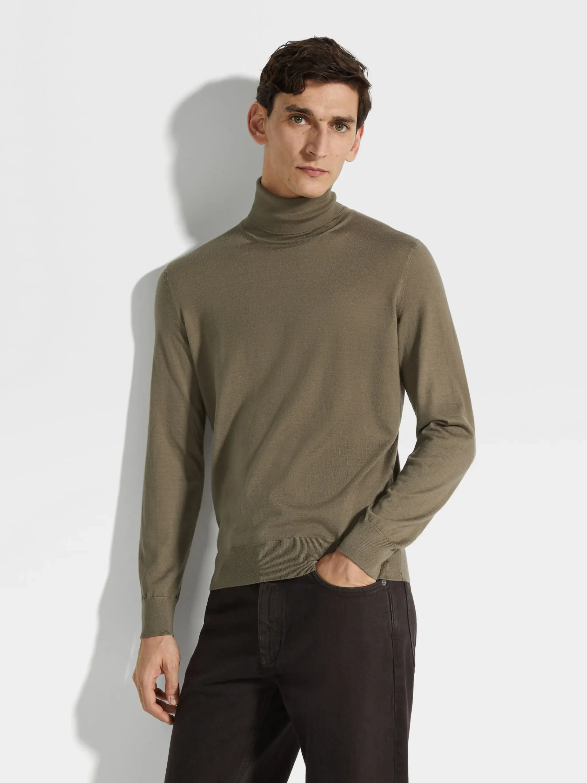Khaki Cashseta Turtleneck