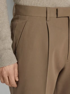 Khaki Cotton and Wool Pants