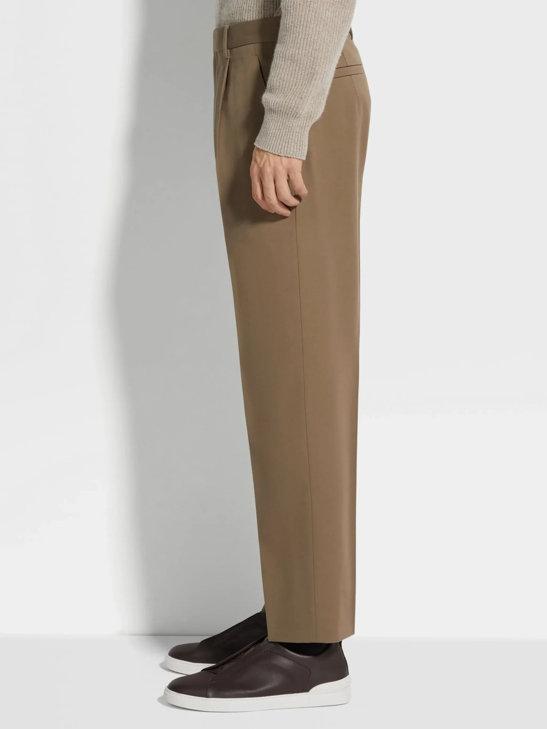 Khaki Cotton and Wool Pants