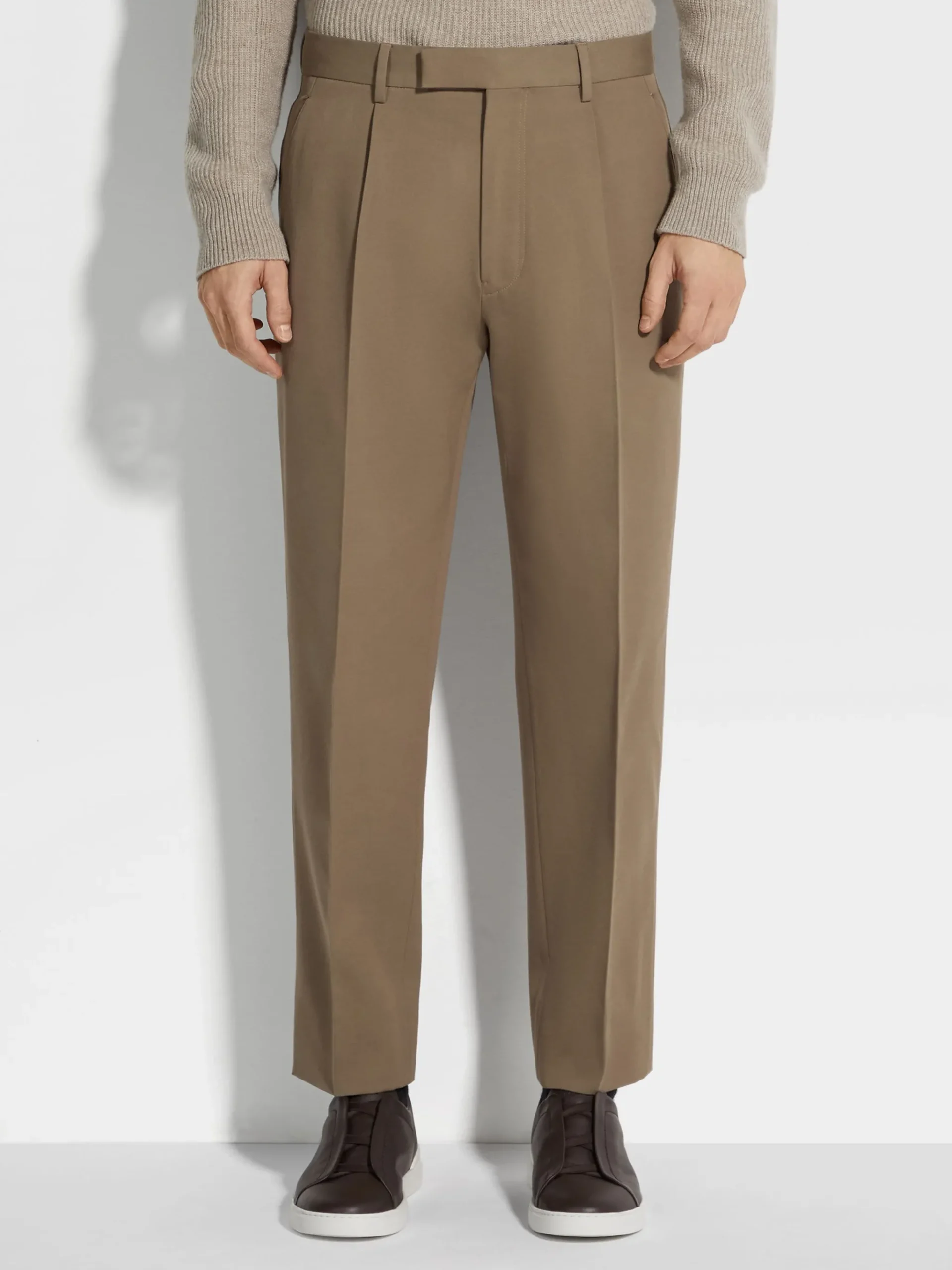 Khaki Cotton and Wool Pants