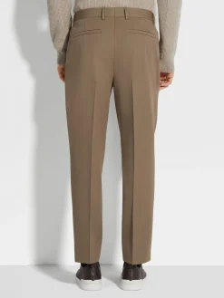 Khaki Cotton and Wool Pants