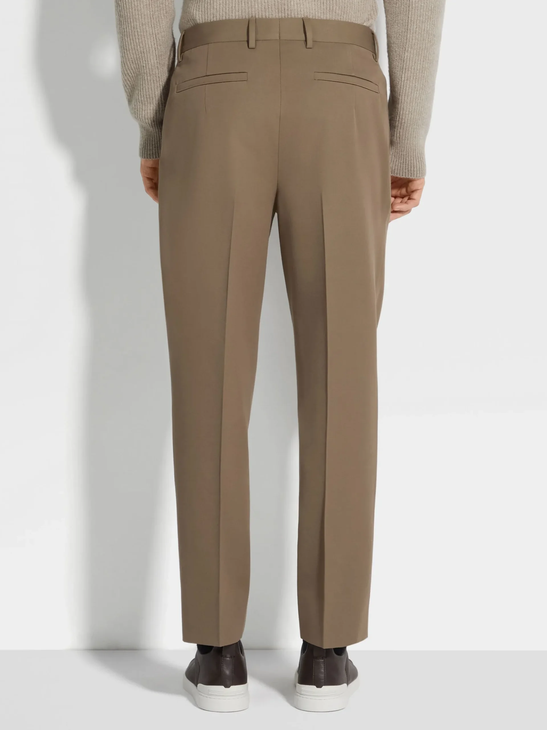 Khaki Cotton and Wool Pants