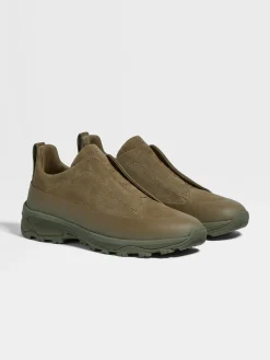 Khaki Suede and Leather Triple Stitch™ Monte Sneakers
