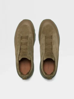Khaki Suede and Leather Triple Stitch™ Monte Sneakers