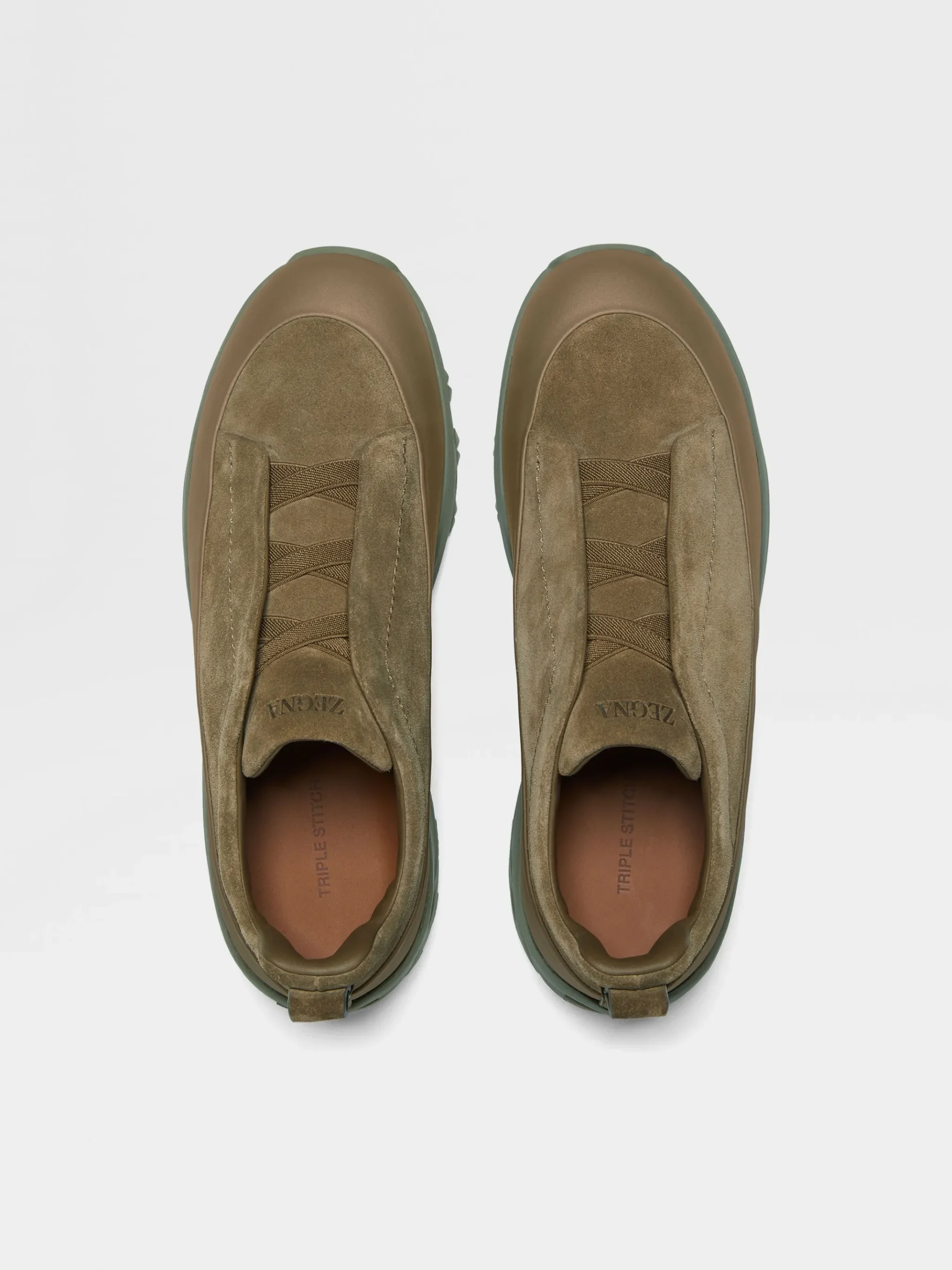 Khaki Suede and Leather Triple Stitch™ Monte Sneakers