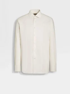 Light Beige Silk Cotton and Cashmere Shirt