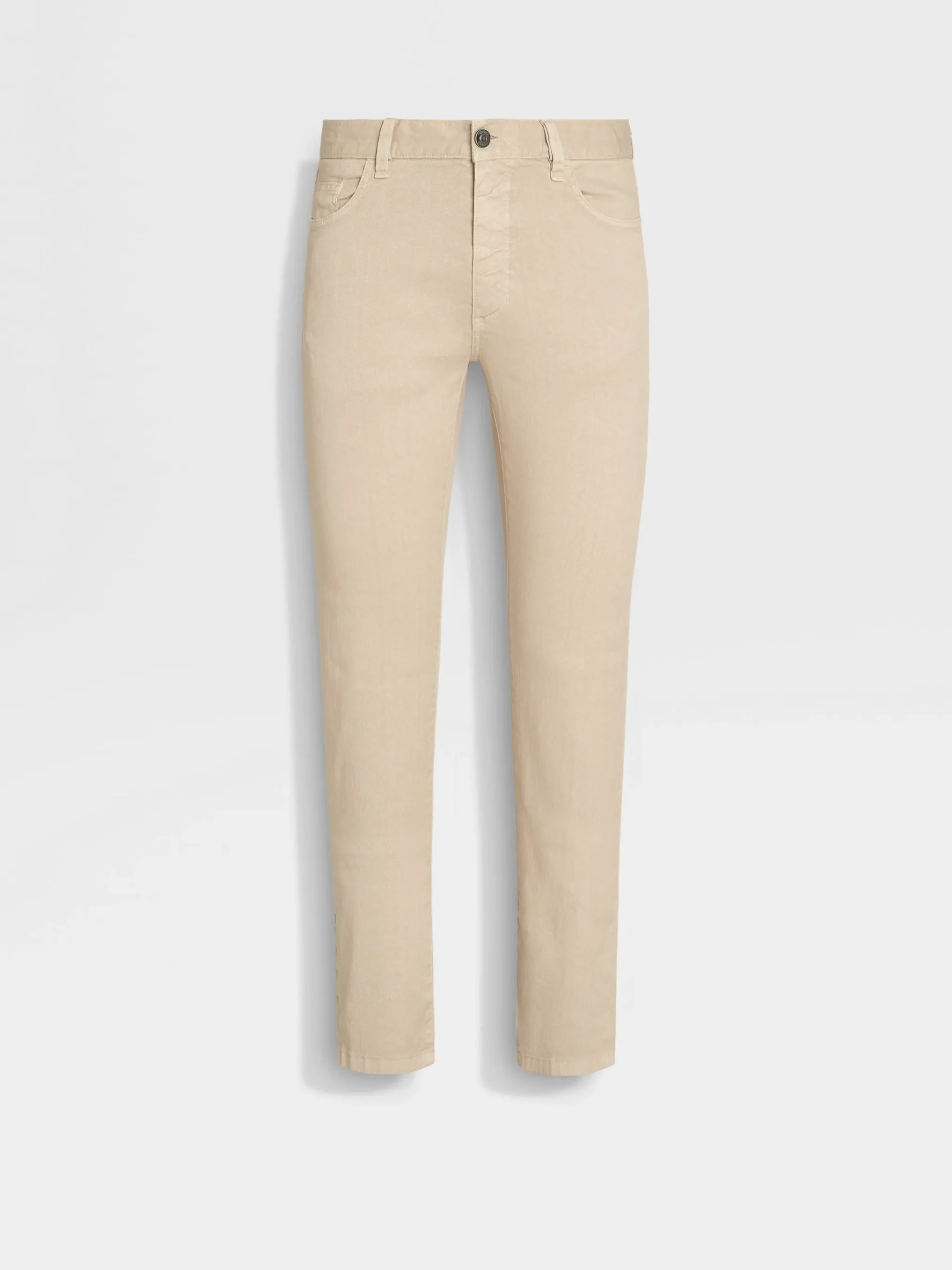 Light Beige Stretch Linen and Cotton Roccia Jeans